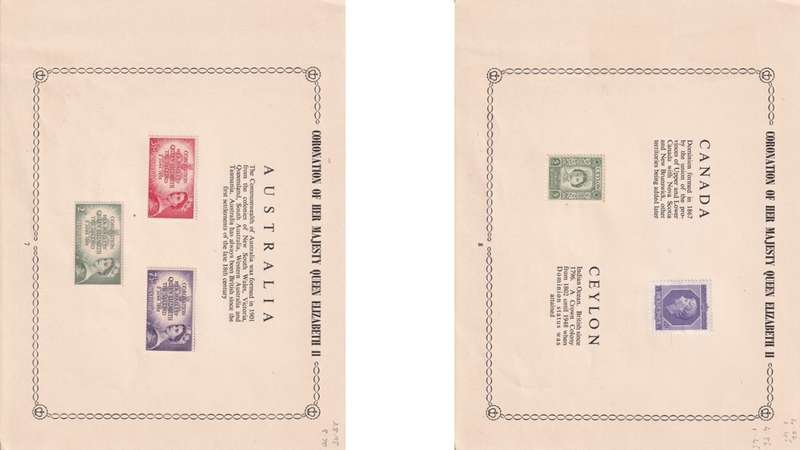 Coronation of Queen Elizabeth stamps.