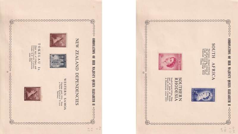 Coronation of Queen Elizabeth stamps.