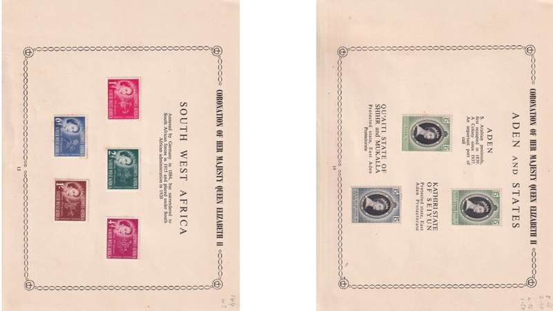Coronation of Queen Elizabeth stamps.