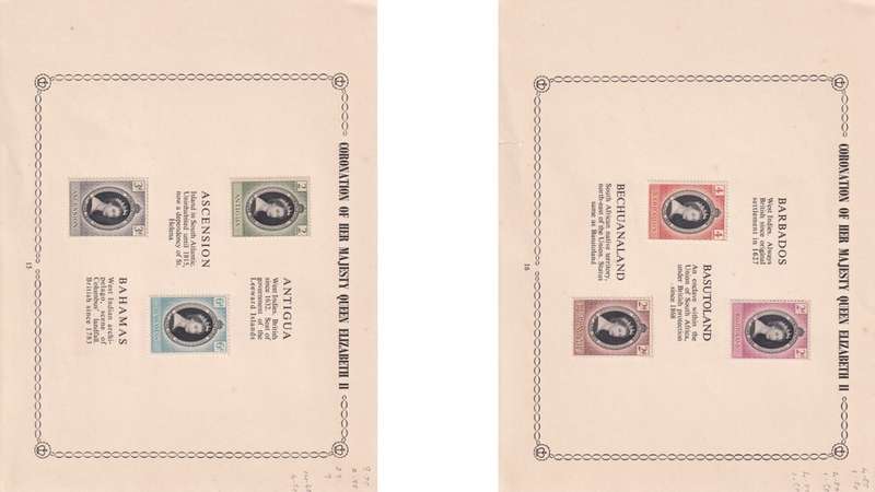 Coronation of Queen Elizabeth stamps.