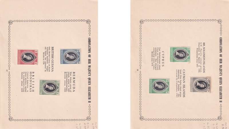 Coronation of Queen Elizabeth stamps.