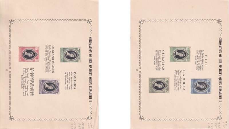 Coronation of Queen Elizabeth stamps.