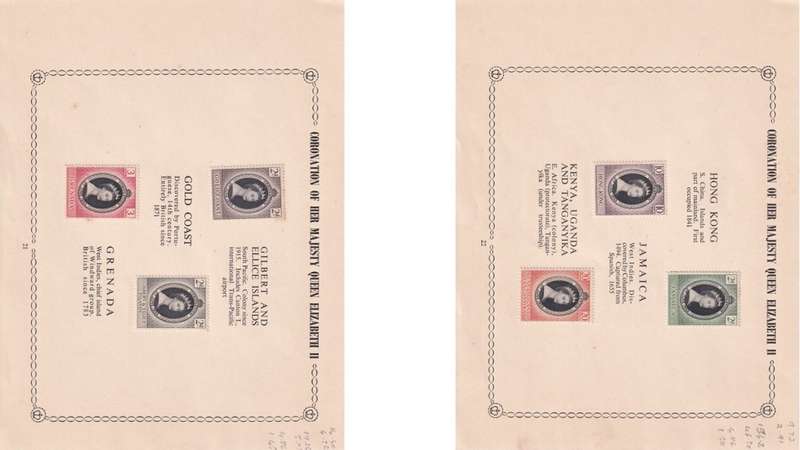 Coronation of Queen Elizabeth stamps.