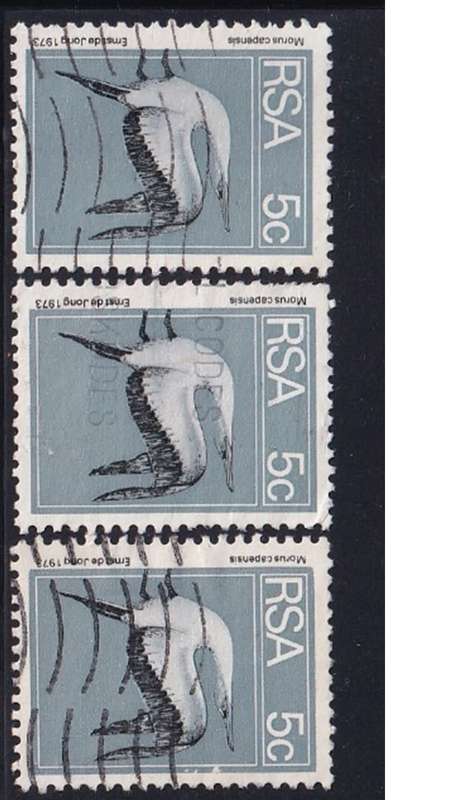 1974 South Africa 5c Black, slate Blue Cape Gannet. 0.80c per single stamp.