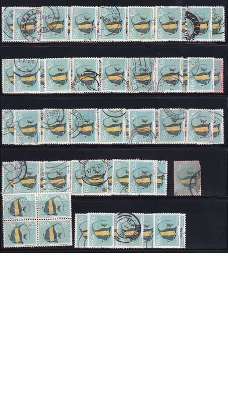 1974 South Africa 10c Moorish Idol. 0.90c per single stamp.