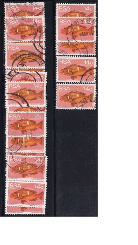 1974 South Africa 14c Roman Fish. 0.80c per single stamp.