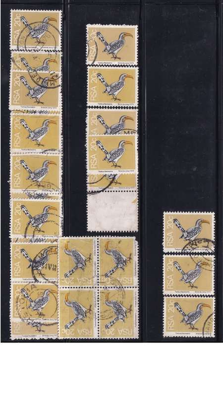 1974 South Africa 20c Hornbill. 0.90c per single stamp.