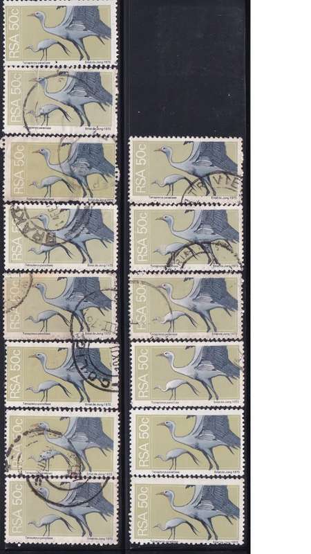 1974 South Africa 50c Stanley Crane. R10 per single stamp.