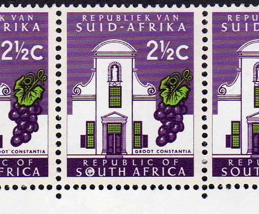 South Africa 2 1/2c Stamp strip with ERRORS! Blob in O of South in 3rd stamp white dot last stamp