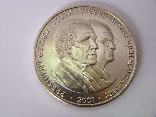 SPECIAL OFFER- COLLECTORS COIN:PRES. & VICE  BUSH AND CHENEY 2001 LIBERIA 5 DOLLAR BR UNC