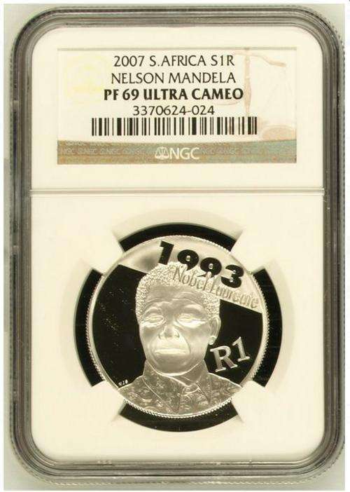 NELSON MANDELA NOBEL LAUREATE - PF69UC - SILVER R1 2007 - NGC Graded (Generic Image)