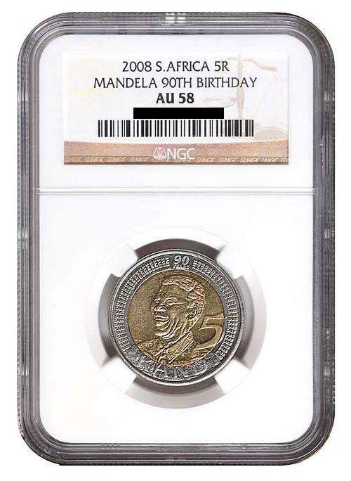 (BID per COIN) AU58 NGC GRADED - MANDELA 90TH BIRTHDAY R5 COINS