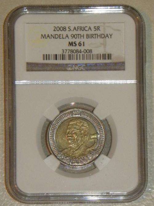 MS61 NGC GRADED - MANDELA 90TH BIRTHDAY R5 COINS