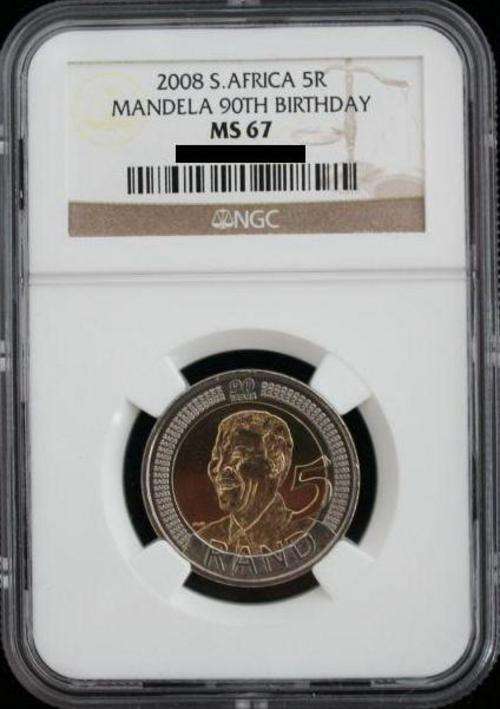 MS67 NGC GRADED - MANDELA 90TH BIRTHDAY R5 COINS (Bid Per Coin - 4 Available)