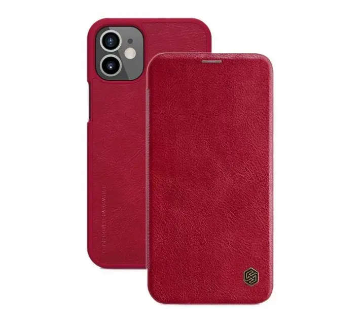 Nillkin Qin Series Leather Card Cover for Apple iPhone 12 Mini - red