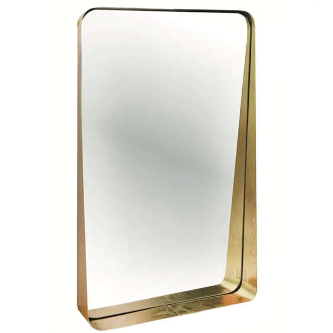 Noelle Gold Foil Rectangular Shelf Wall Mirror