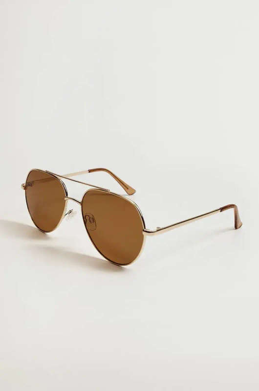 MANGO Aviator Frame Sunglasses in Gold