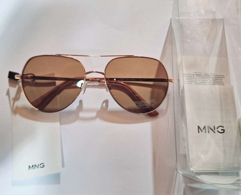 MANGO Aviator Frame Sunglasses in Gold