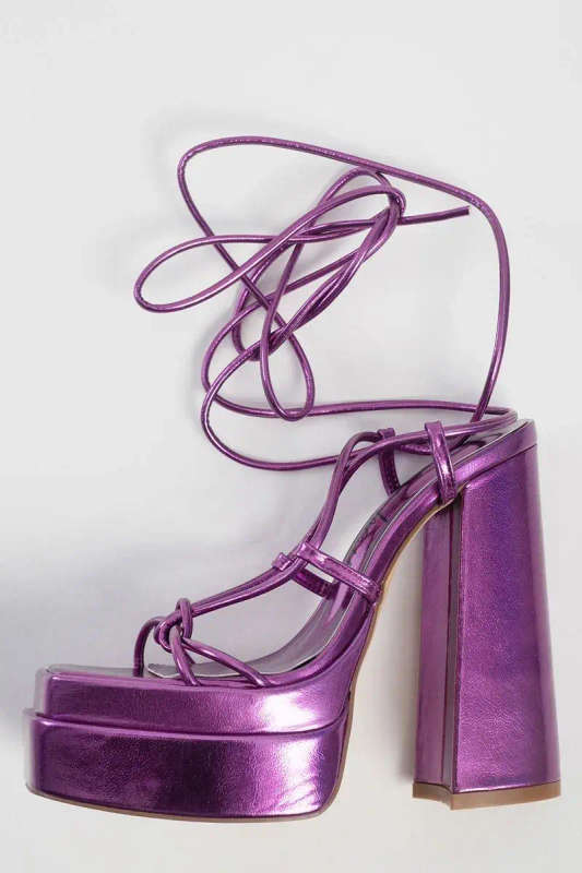Sissy Boy - Wrapped Up Platform Gladiator Purple -UK 4