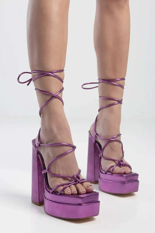 Sissy Boy - Wrapped Up Platform Gladiator Purple -UK 4