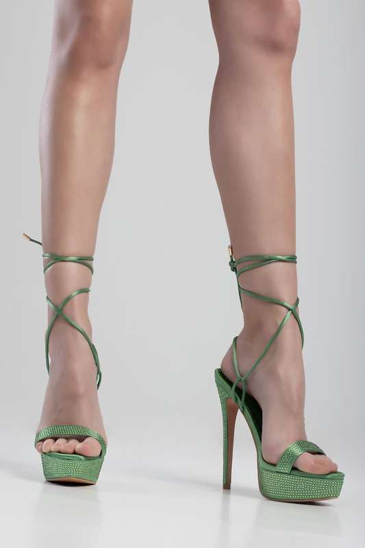 Sissy Boy: Level Up Platform Bling Stiletto - Green - UK 8
