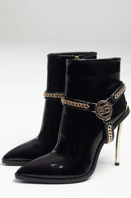 Sissy Boy Vicci Ankle Boot Patent Stiletto Boot - UK 6