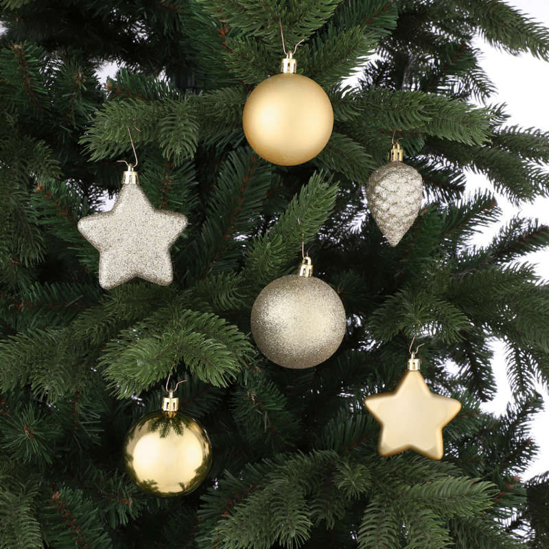 Tree decoration unbreakable 40 pieces - d8cm GOLD