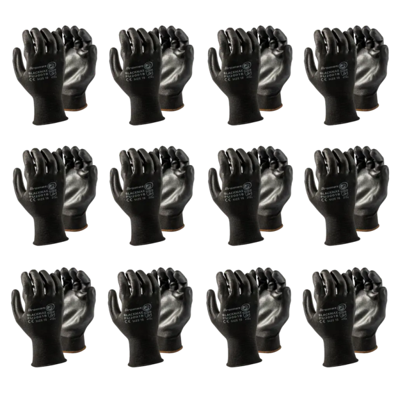 Dromex PU Coated Blackmax GLOVE - M (BULK PACK OF 10 PAIRS)
