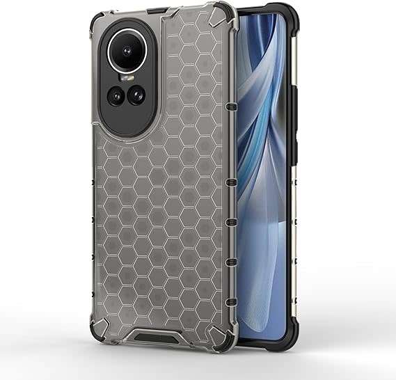Protective Case Clear Case Compatible with OPPO-RENO-10-5G,Transparent Honeycomb 360 Full Body Cover