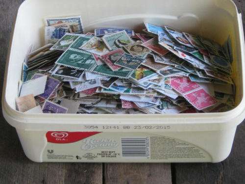 South African Stamps - mix 1 x 2 liter Ice cream container full to the brim