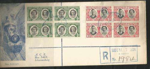 Southern Rhodesia FDC - Royal Train cachet om A.C.E. Cover - 1947 - SACC 64-65
