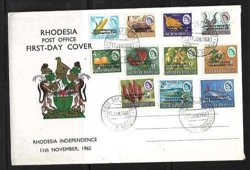 S Rhodesia FDC - Independence 11 November 1965 - short set