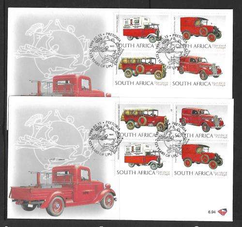 RSA FDC 6.94 - UPU Anniversary - set of 2 - variety: 1 cover with different sequence of stamps