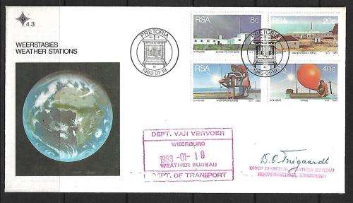 FDC No 4.3 -Weather stations-Variety-Signed by chief director of weather bureau ! Scarce!