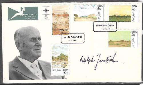 SWA - FDC 5 - 1973 Scenery Paintings by Adolph Jentsch - Variety - Signed by the artist - Scarce!