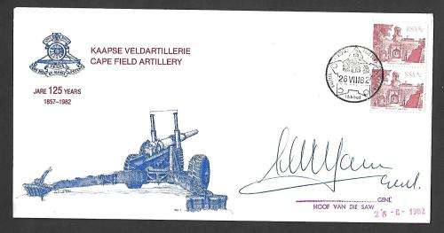 RSA - Cape Field Artillery - 125 years- Variety - Signed by Gen Constant Viljoen ( Head of SADF)