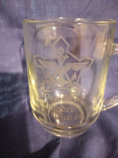 RSA SANDF - Beer mug - Operation Thunder Chariot September 1984 - excellent condition.