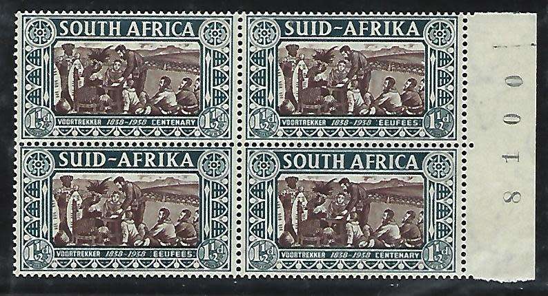 Union-Sacc 77 - Voortrekker Memorial fund - **Mint block of 4 with sheet nr.