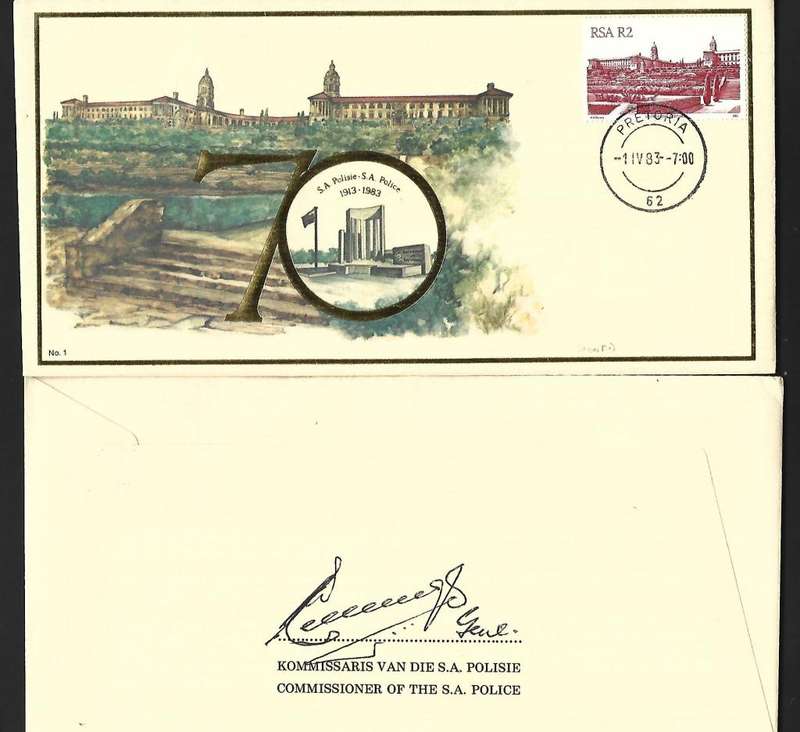 RSA- FDC - S.A.Police 1913 - 1983 - Variety - Signed - **mint