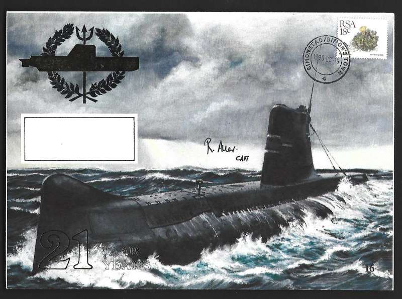 RSA FDC - SA Navy 21 -  variety- signed by Captain of u-boat