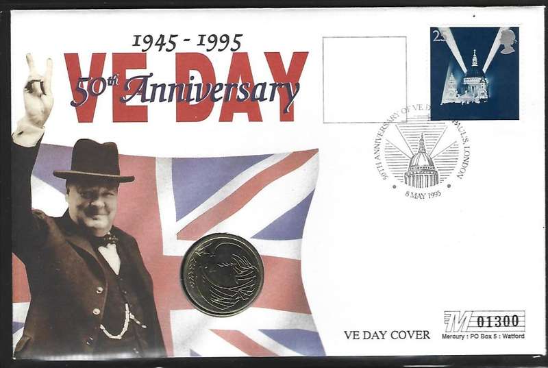 GB Coin Cover 8/5/1995 - VE Day 50th Anniversary 1945 - 1995 - £2 Coin Cover