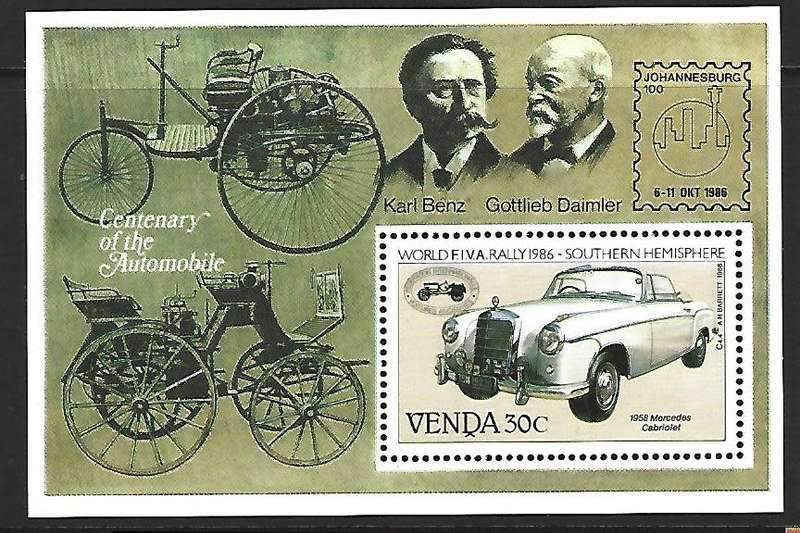 Venda Mini sheet - SACC 150a - Veteran car rally- **mint