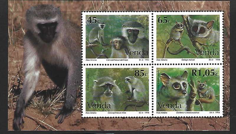 Venda Mini sheet - SACC 275 - Monkeys - **mint
