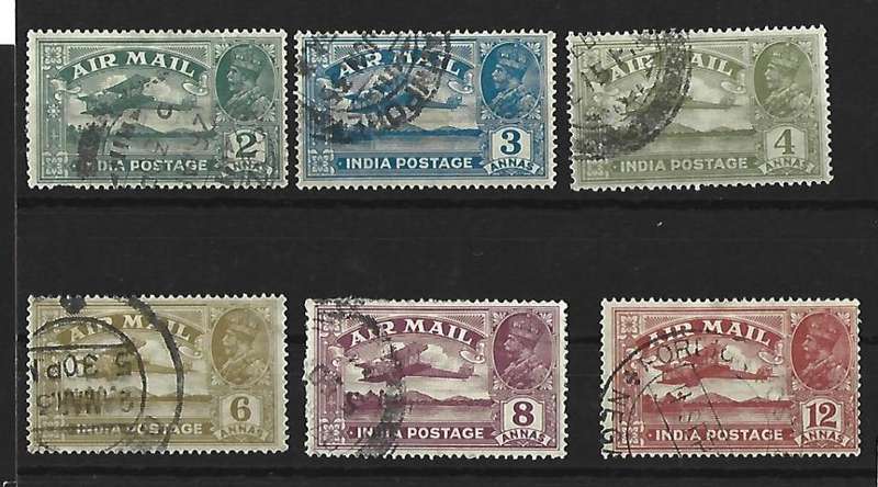 India -  SG 220-225 -used hinged stamps