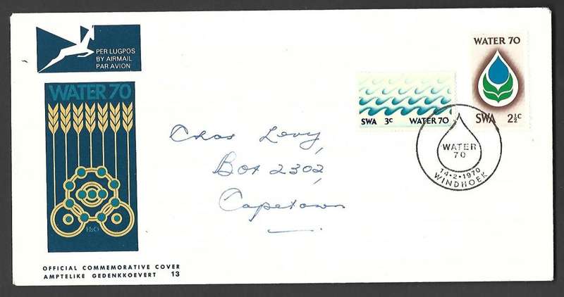 SWA - FDC 1 - On RSA 13 - Water 70 Campaign