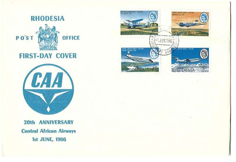 Rhodesia FDC - Anniversary of Central African Airways