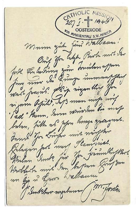 SWA - Postcard Lighthouse PE - Cancelled at `Osterode Sud` - Variety - see Catholic Mission cashet