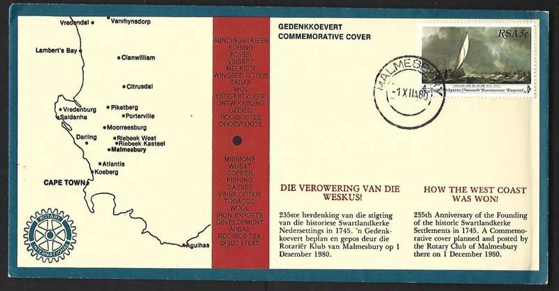 RSA Cover - 235 Anniversary of the Founding of the historic Swartlanskerke Settlements 1745