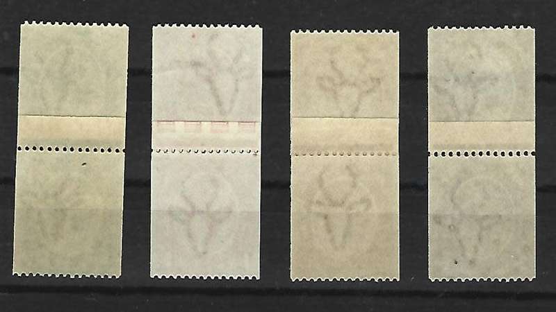 Union of SA - SACC 17-20 - Coil stamps King George V - Variety - All with paper joined