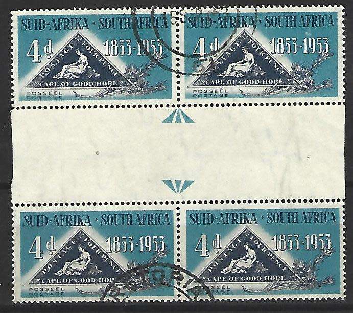 Union of SA - SACC 144 - Centenary of Cape Triangular- Variety - Gutter pair